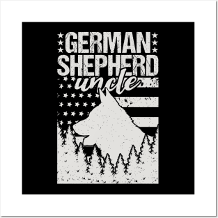 German Shepherd Uncle American Flag Posters and Art